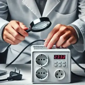 A expert doing visual inspection of PAT Testing