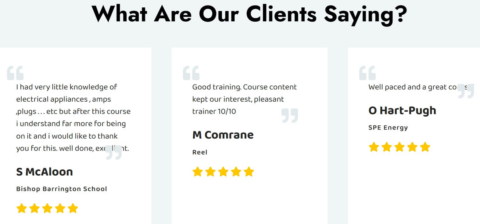 PAT Training Now Testimonial students reviews