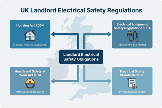 Four UK laws requiring landlord electrical safety